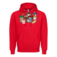 Red Baseball coffee cups Zipper Hoodie - HowdyJamesFarm
