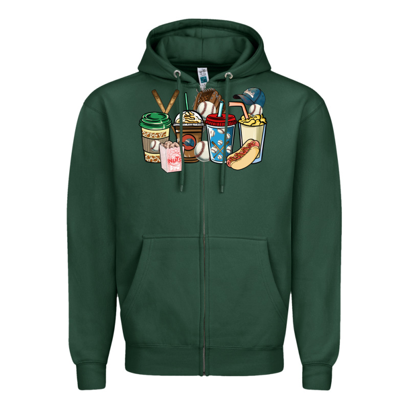 Baseball Coffee Cups Zipper Hoodie by HowdyJamesFarm | Teevron