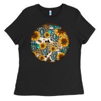 Black western pattern circle earrings Ladies Tee - Jasminsmagicworld
