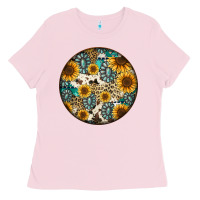 Bubblegum Pink western pattern circle earrings Ladies Tee - Jasminsmagicworld