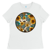 White western pattern circle earrings Ladies Tee - Jasminsmagicworld
