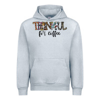 Heather Grey thankful for coffee Urban Hoodie - CowhideDigitalArt