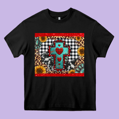 Christmas Cross Heavy Core Tee Designed By Jasminsmagicworld