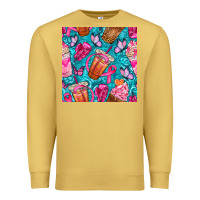 Antique Gold breast cancer coffee cups with butterfly seamless pattern bbs Premium Sweatshirt - BundleAndBundleShop