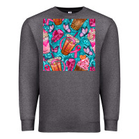 Charcoal Heather breast cancer coffee cups with butterfly seamless pattern bbs Premium Sweatshirt - BundleAndBundleShop