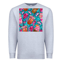 Heather Grey breast cancer coffee cups with butterfly seamless pattern bbs Premium Sweatshirt - BundleAndBundleShop