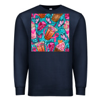 Navy breast cancer coffee cups with butterfly seamless pattern bbs Premium Sweatshirt - BundleAndBundleShop