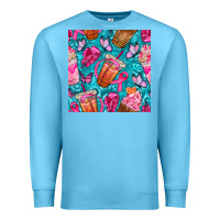 Ocean Blue breast cancer coffee cups with butterfly seamless pattern bbs Premium Sweatshirt - BundleAndBundleShop