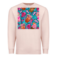 Pale Pink breast cancer coffee cups with butterfly seamless pattern bbs Premium Sweatshirt - BundleAndBundleShop