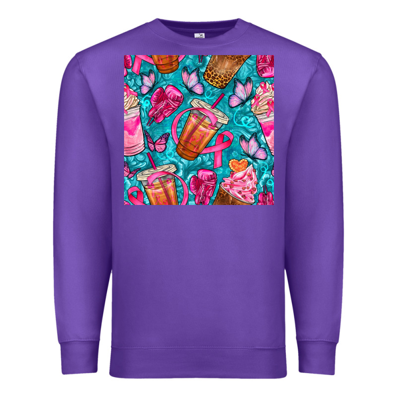 Breast Cancer Coffee Cups With Butterfly Seamless Pattern Bbs Premium Sweatshirt by BundleAndBundleShop | Teevron