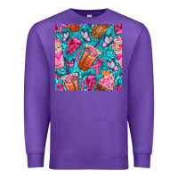 Purple breast cancer coffee cups with butterfly seamless pattern bbs Premium Sweatshirt - BundleAndBundleShop