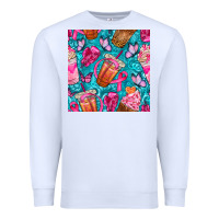 White breast cancer coffee cups with butterfly seamless pattern bbs Premium Sweatshirt - BundleAndBundleShop