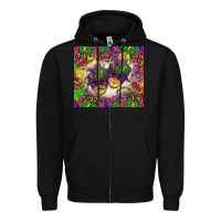 Black Mardi Gras masks tumbler Zipper Hoodie - HowdyJamesFarm