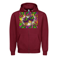 Burgundy Mardi Gras masks tumbler Zipper Hoodie - HowdyJamesFarm