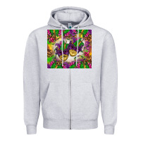 Heather Grey Mardi Gras masks tumbler Zipper Hoodie - HowdyJamesFarm