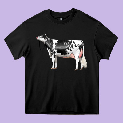 Holstein Dairy Cow Heavy Core Tee Designed By Lillyallendesigns