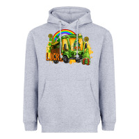 Heather Grey lucky gnomes truck St. Patrick's Day Heavyweight Hoodie - FaDigitalArtStudio