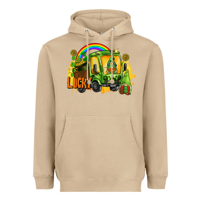 Lucky Gnomes Truck St. Patrick's Day Heavyweight Hoodie by FaDigitalArtStudio | Teevron