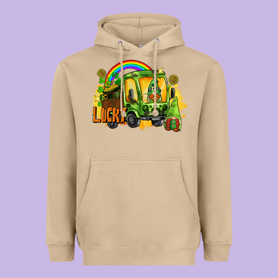 Lucky Gnomes Truck St. Patrick's Day Heavyweight Hoodie Designed By Fadigitalartstudio