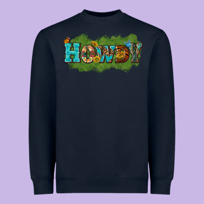 Western Howdy Heavyweight Sweatshirt Designed By Texasbilliewilder