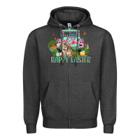 Charcoal Heather Happy Easter Day Zipper Hoodie - CowGirlArtShop