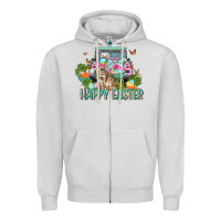 Dove Grey Happy Easter Day Zipper Hoodie - CowGirlArtShop