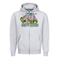 Heather Grey Happy Easter Day Zipper Hoodie - CowGirlArtShop