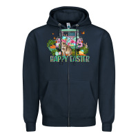 Navy Happy Easter Day Zipper Hoodie - CowGirlArtShop