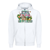 White Happy Easter Day Zipper Hoodie - CowGirlArtShop