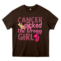 Chocolate Brown cancer picked the wrong girl Heavy Core Tee - NancyCooperArtShop