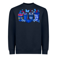 Navy Colon Cancer coffee cups blue ribbon Heavyweight Sweatshirt - NancyCooperArtShop