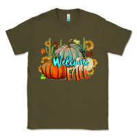 Army Green Welcome Fall Pumpkins Classic Tee - BundleAndBundleShop