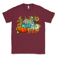 Burgundy Welcome Fall Pumpkins Classic Tee - BundleAndBundleShop