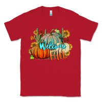 Red Welcome Fall Pumpkins Classic Tee - BundleAndBundleShop