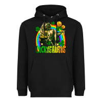 Black luckysaurus St. Patricks Day Heavyweight Hoodie - FaDigitalArtStudio
