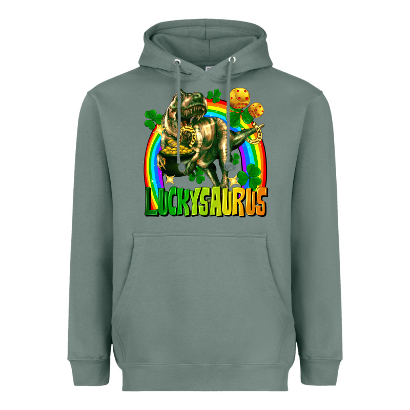 Luckysaurus St. Patricks Day Heavyweight Hoodie by FaDigitalArtStudio | Teevron