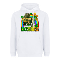 White luckysaurus St. Patricks Day Heavyweight Hoodie - FaDigitalArtStudio