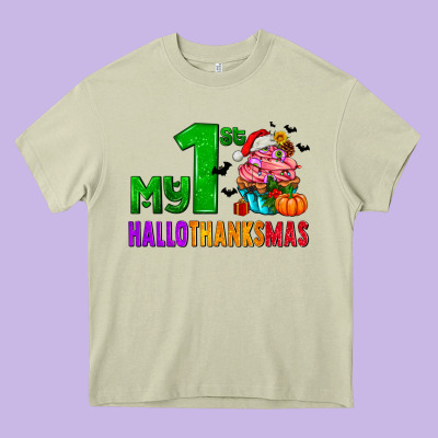 My First Hallothanksmas Heavy Core Tee Designed By Adodesignshop