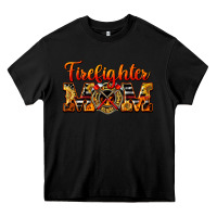 Black American Firefighter Mom Heavy Core Tee - LillyAllenDesigns