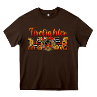 Chocolate Brown American Firefighter Mom Heavy Core Tee - LillyAllenDesigns