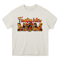 Cream American Firefighter Mom Heavy Core Tee - LillyAllenDesigns