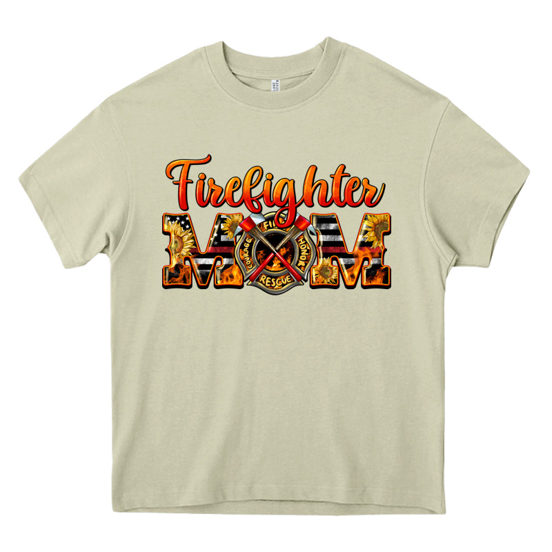 American Firefighter Mom Heavy Core Tee by LillyAllenDesigns | Teevron