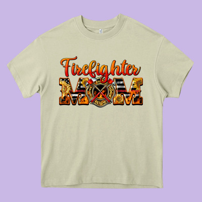 American Firefighter Mom Heavy Core Tee Designed By Lillyallendesigns