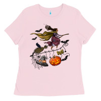 Bubblegum Pink Witch Ladies Tee - NancyCooperArtShop