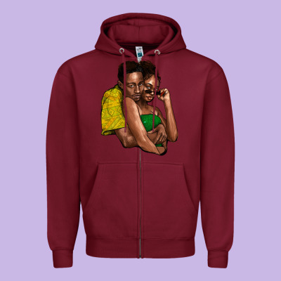 Black Couple Zipper Hoodie Designed By Howdyjamesfarm
