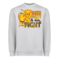 Heather Grey Her fight is our fight Childhood Cancer yellow Heavyweight Sweatshirt - NancyCooperArtShop