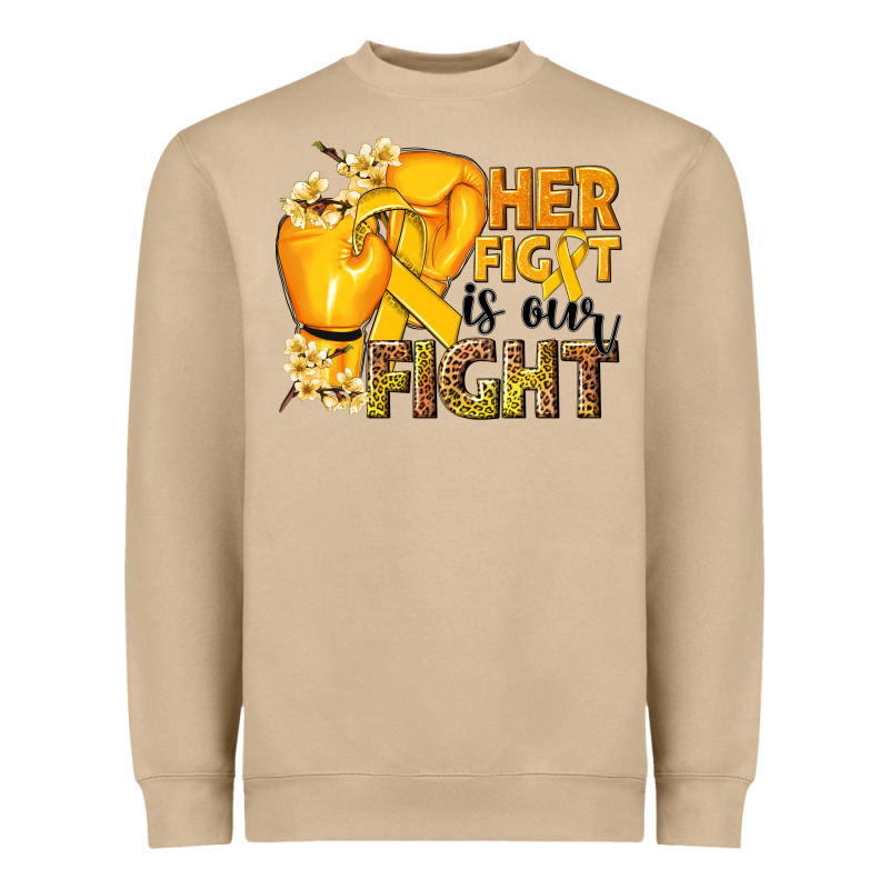 Her Fight Is Our Fight Childhood Cancer Yellow Heavyweight Sweatshirt by NancyCooperArtShop | Teevron