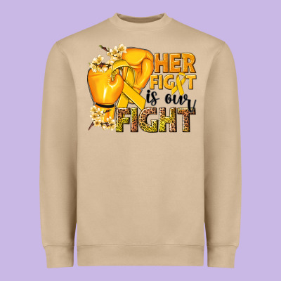 Her Fight Is Our Fight Childhood Cancer Yellow Heavyweight Sweatshirt Designed By Nancycooperartshop