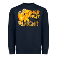 Navy Her fight is our fight Childhood Cancer yellow Heavyweight Sweatshirt - NancyCooperArtShop