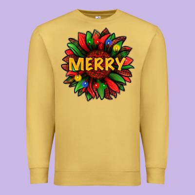 Merry Christmas With Light Sunflower Bbs Premium Sweatshirt Designed By Bundleandbundleshop